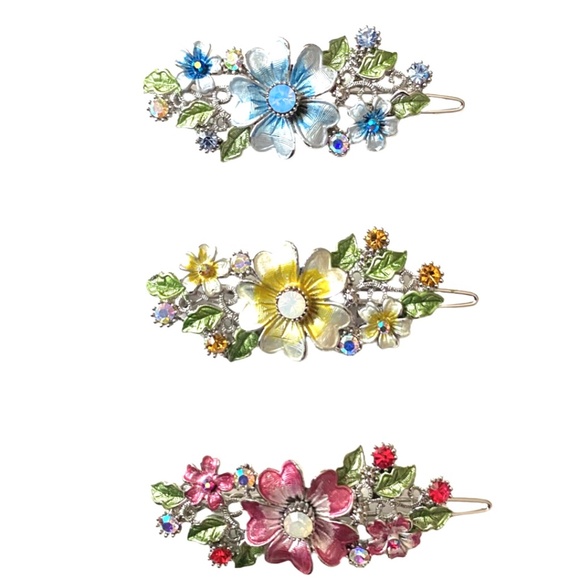 Floral Multicolor Barrette Set - Picture 2 of 6